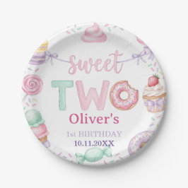 Sweet Two パステル デザート 2歳の誕生日紙皿 ペーパープレート