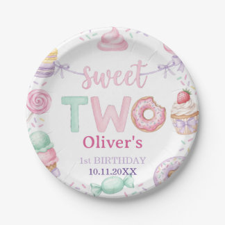 Sweet Two パステル デザート 2歳の誕生日紙皿 ペーパープレート