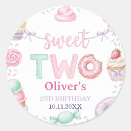 Sweet Two パステル デザート 2歳の誕生日 記念品 ラベル