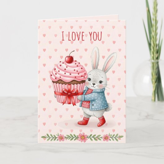 Sweet Valentine Card  With Cute Bunny  シーズンカード (正面)