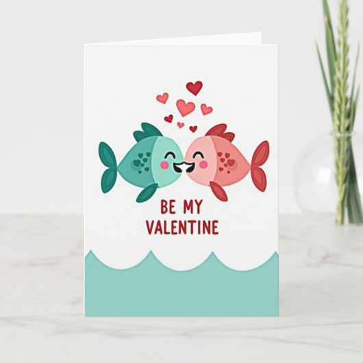 Sweet Valentine Fish Kiss Card カード (正面)