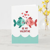 Sweet Valentine Fish Kiss Card カード (黄色い花)