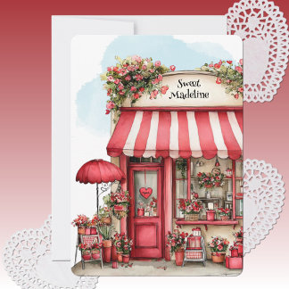 Sweet Valentine Flower Shop Personalized Flat シーズンカード