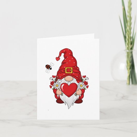 Sweet Valentine Gnome Heart Thank You Card  サンキューカード (正面)