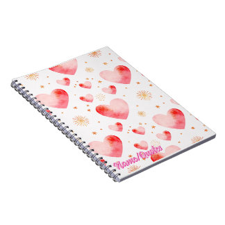 Sweet Valentine Heart Pattern with Golden Glitter ノートブック