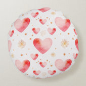 Sweet Valentine Heart Pattern with Golden Glitter ラウンドクッション (裏面)