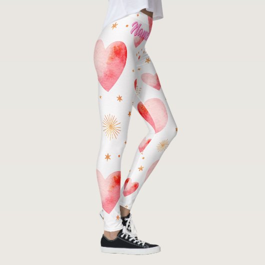 Sweet Valentine Heart Pattern with Golden Glitter レギンス (右)