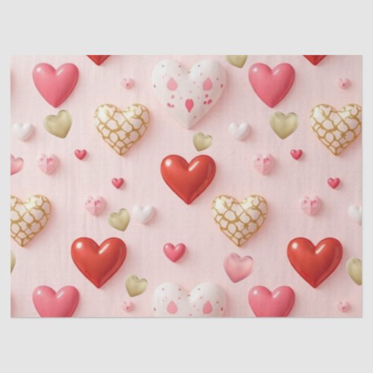 Sweet Valentine Hearts Blush Pink tissue paper 薄葉紙 (正面)