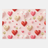 Sweet Valentine Hearts Blush Pink wrapping paper ラッピングペーパーシート (正面3)