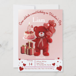 Sweet Valentine’s Birthday Invite – 6th Birthday 招待状