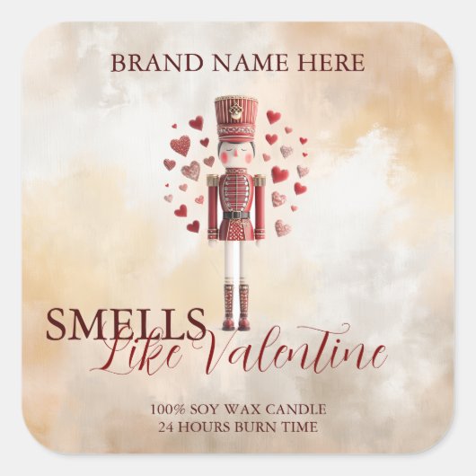 Sweet Valentine’s Day Nutcracker Love Candle Label スクエアシール (正面)