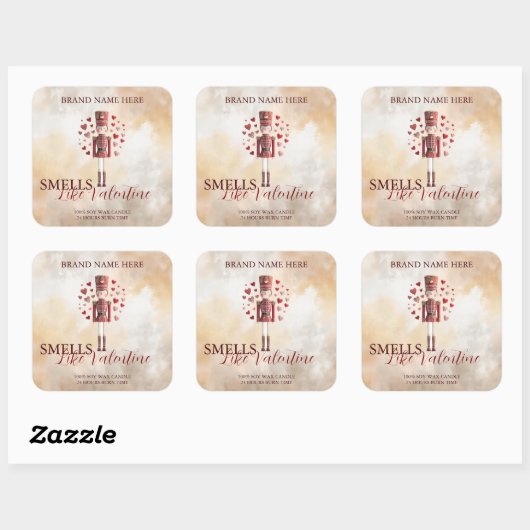 Sweet Valentine’s Day Nutcracker Love Candle Label スクエアシール (シート)