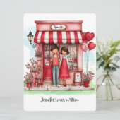 Sweet Valentine Shop Couple Monograms Flat カード (スタンド正面)