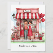 Sweet Valentine Shop Couple Monograms Flat カード (正面)