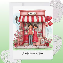 Sweet Valentine Shop Couple Monograms Flat カード
