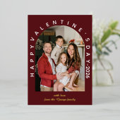 Sweet Valentine Wishes Modern Arch Family Photo 箔シーズンカード (立ち正面)