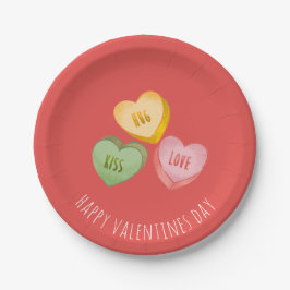 Sweet Valentine's Day Conversation Hearts Playful ペーパープレート