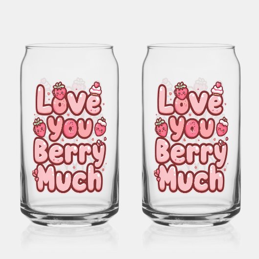 Sweet Valentine's Day Fruit and Cupcake Quote ガラス缶 (正面)