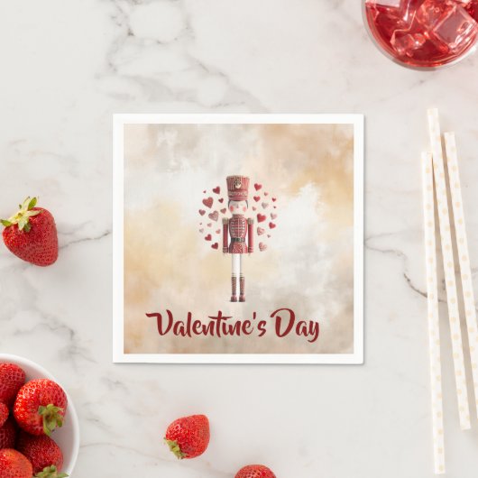 Sweet Valentines Day Nutcracker Love Paper Napkin スタンダードカクテルナプキン (インサイチュ)
