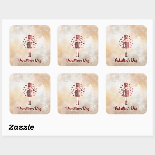 Sweet Valentine's Day Nutcracker Romantic Sticker スクエアシール (シート)