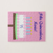 Sweet, Vanilla Quinceañera Cake- Spanish: Pink ジグソーパズル (横)