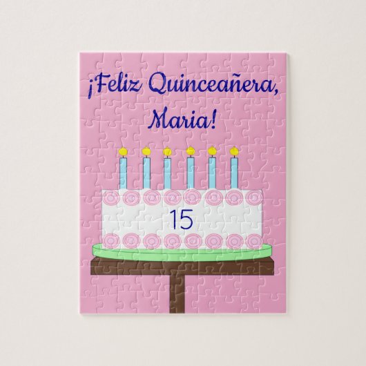Sweet, Vanilla Quinceañera Cake- Spanish: Pink ジグソーパズル (縦)