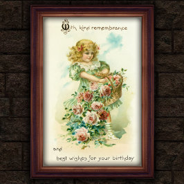 Sweet Vintage 1908 Floral Girl Birthday Poster ポスター