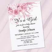 Sweet Vintage Florals Pink It's a Girl ベビーシャワー 招待状