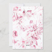 Sweet Vintage Florals Pink It's a Girl ベビーシャワー 招待状 (裏面)