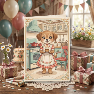 Sweet Vintage Puppy | 姑のためのバースデーカード カード