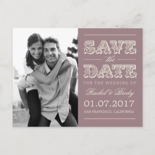 Sweet Vintage Wedding Save The Date - Plum 案内ポストカード