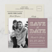 Sweet Vintage Wedding Save The Date - Plum 案内ポストカード (正面/裏面)