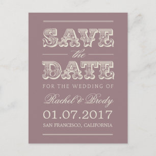 Sweet Vintage Wedding Save The Date - Plum 案内ポストカード