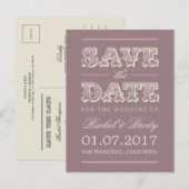 Sweet Vintage Wedding Save The Date - Plum 案内ポストカード (正面/裏面)