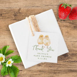 Sweet Watercolor Baby Chicks Script Baby Shower フェイバータグ