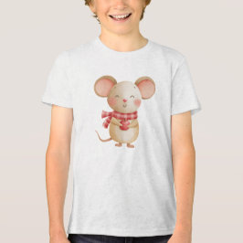 Sweet Watercolor Baby Mouse Nursery Illustration トライブレンドＴシャツ