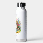 Sweet Watercolor Beagles in Flowers Personalized ウォーターボトル (左面)