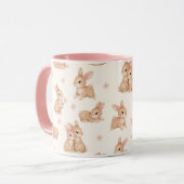Sweet Watercolor Bunnies & Flowers Pattern  マグカップ (正面左)