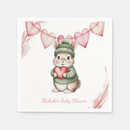 Sweet Watercolor Bunny Baby Shower スタンダードカクテルナプキン