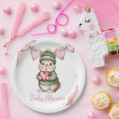 Sweet Watercolor Bunny Baby Shower ペーパープレート (パーティー)