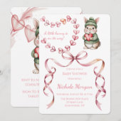 Sweet Watercolor Bunny Baby Shower 招待状 (正面/裏面)