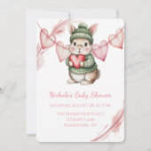 Sweet Watercolor Bunny Baby Shower 招待状 (正面)
