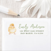 Sweet Watercolor Chick Baby Shower Return Address ラベル (インサイチュ)