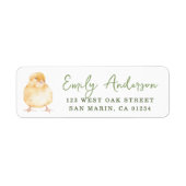 Sweet Watercolor Chick Baby Shower Return Address ラベル (正面)