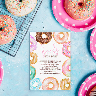 Sweet watercolor cute donuts books baby shower エンクロージャーカード