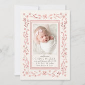 Sweet Watercolor Floral Birth Announcement 招待状 (正面)