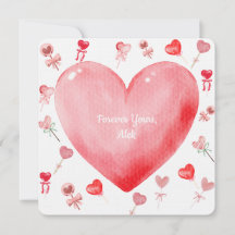 Sweet Watercolor Heart Valentine Card