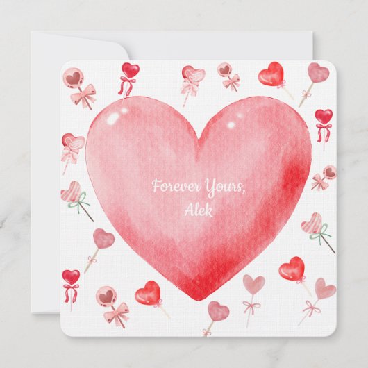 Sweet Watercolor Heart Valentine Card シーズンカード (正面)