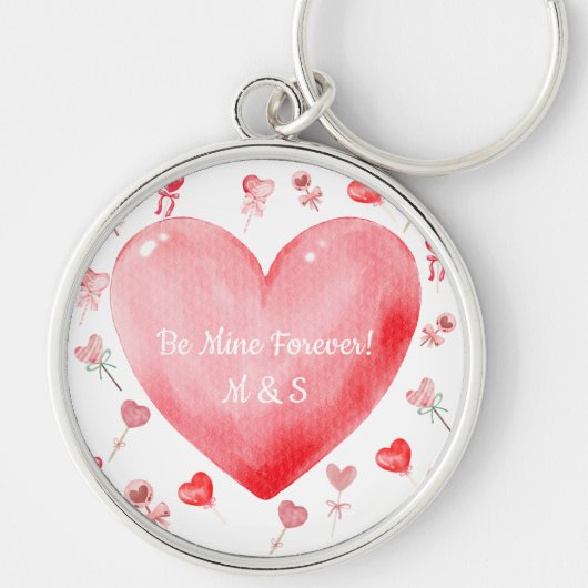 Sweet Watercolor Heart Valentine Keychain キーホルダー (正面)