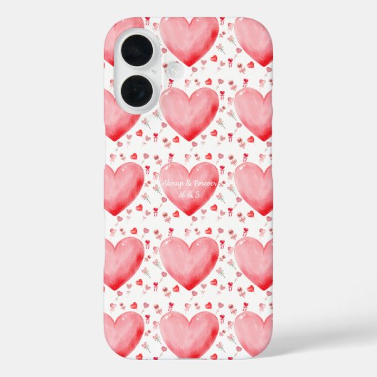 Sweet Watercolor Heart Valentine Phone Case Case-Mate iPhoneケース (裏面)